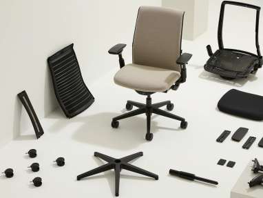 Circular by Steelcase - Steelcase Think Chair disassembled on a neutral background