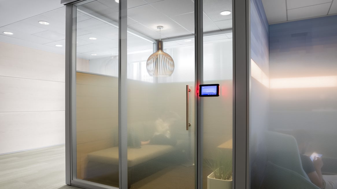 Quiet space with RoomWizard showing that the room is occupied