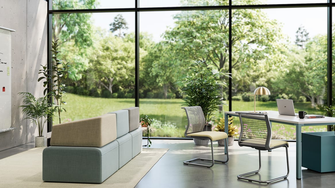 Think Visitor Chair, Kalidro Desk and B-Free Cubes environment